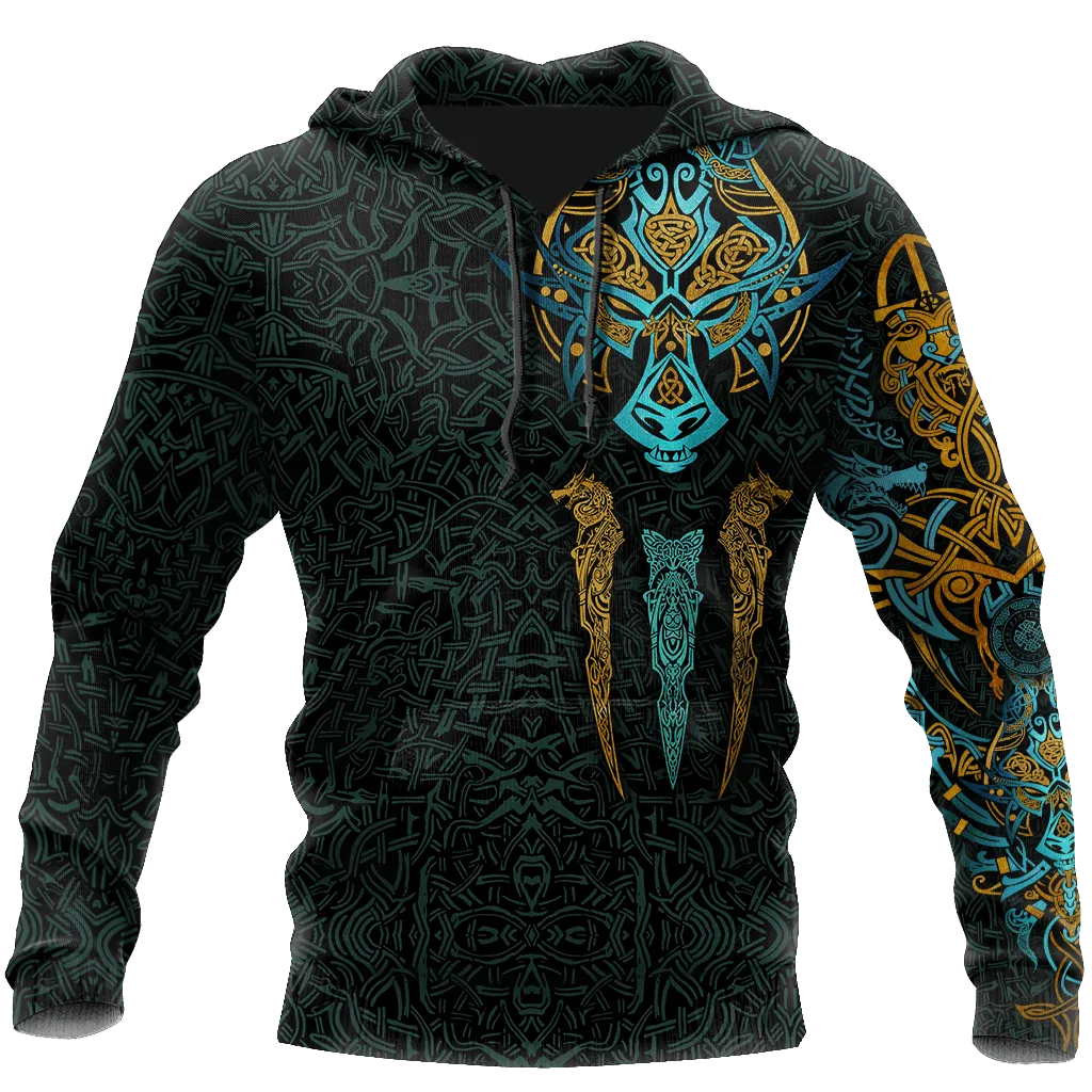 The Viking Wolf Hoodie Blue