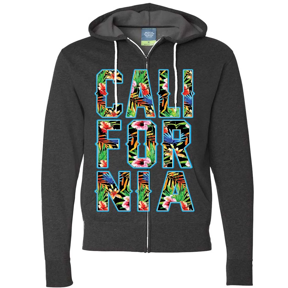 Tropical California Floral Print Zip-Up Hoodie