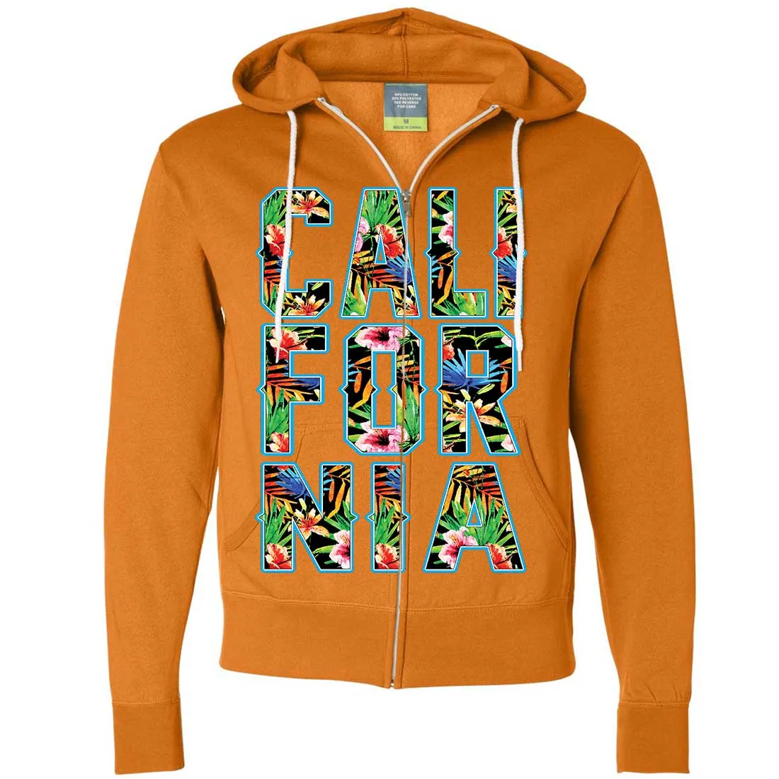 Tropical California Floral Print Zip-Up Hoodie