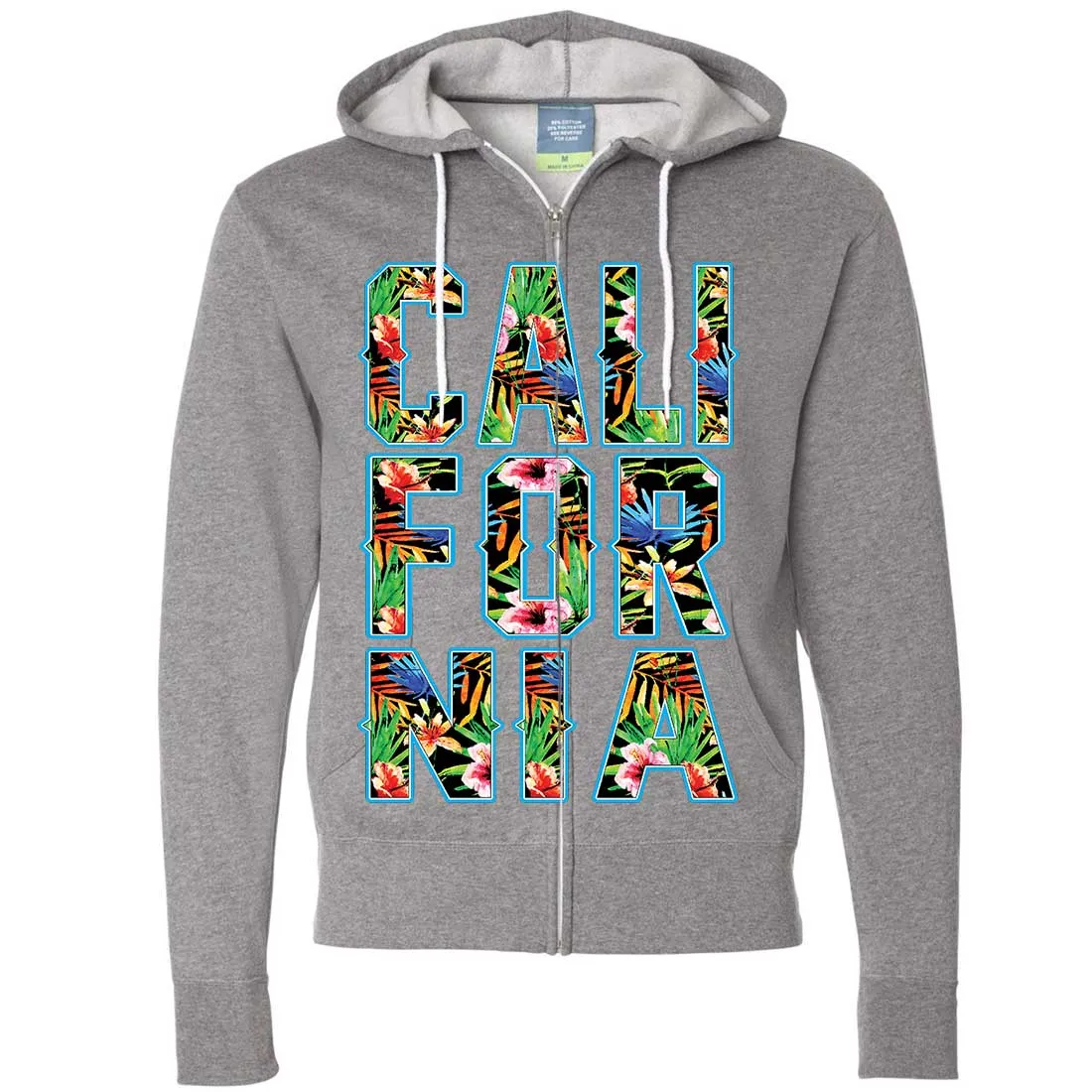 Tropical California Floral Print Zip-Up Hoodie