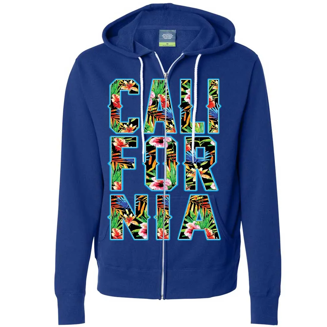 Tropical California Floral Print Zip-Up Hoodie