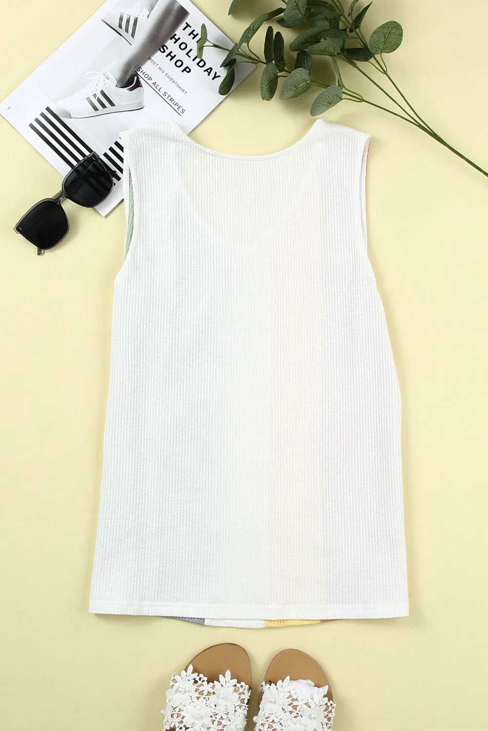 V-Neck Waffle Knit Tank Top