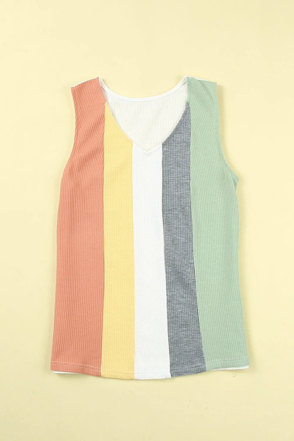 V-Neck Waffle Knit Tank Top