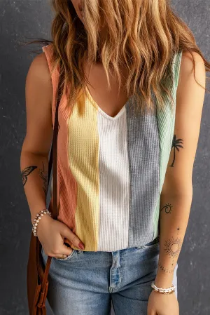 V-Neck Waffle Knit Tank Top