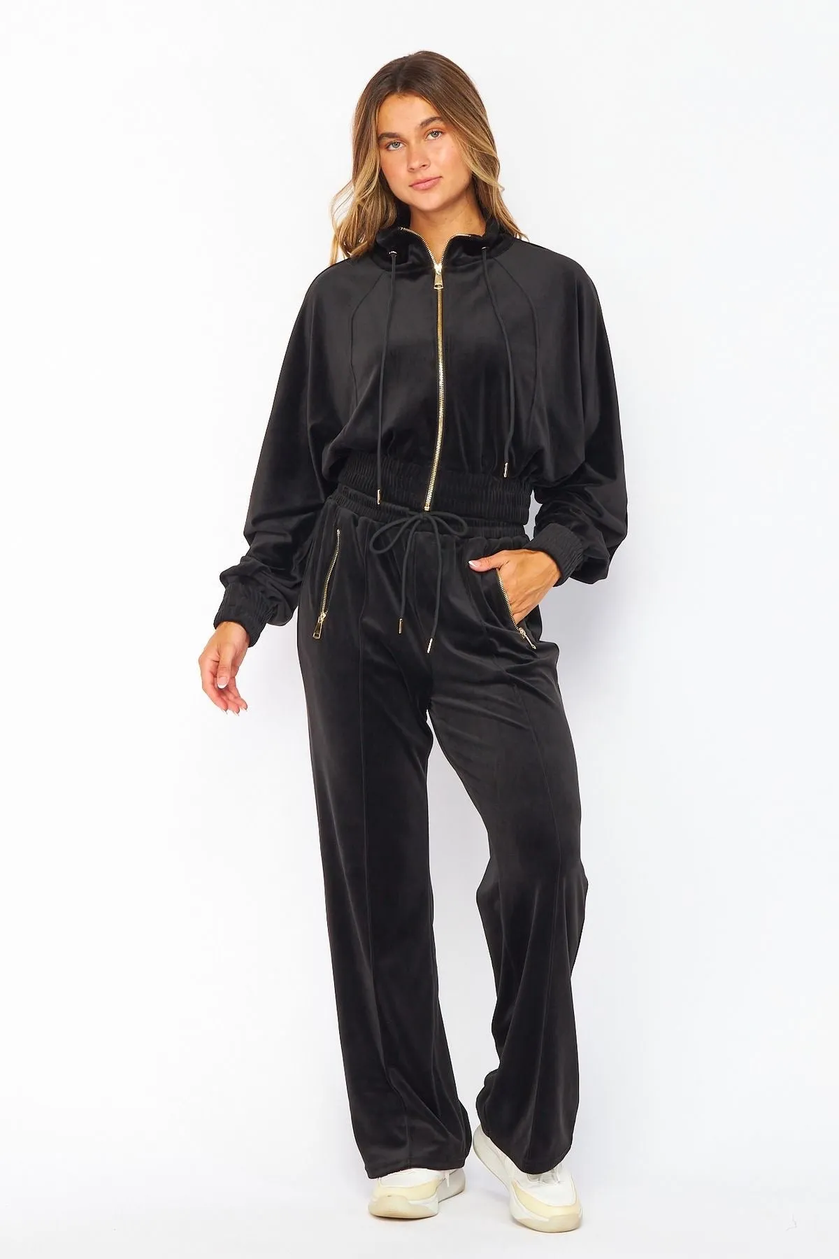 Velour Zip Sweatshirt