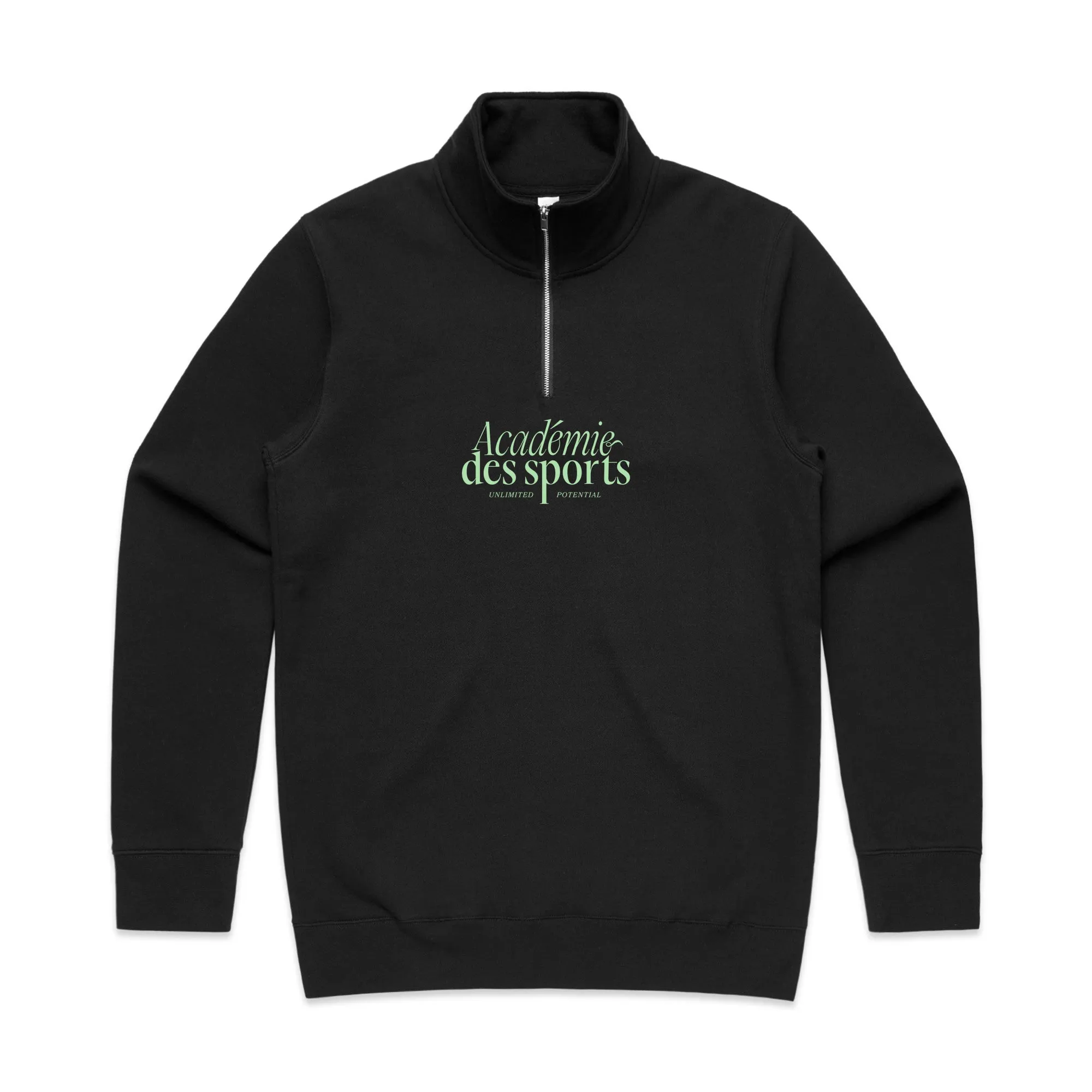 Vice 84 'Académie Des Sports Script' 1/4 Zip Sweater - Black