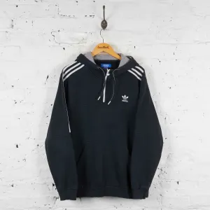 Vintage Adidas 1/4 Zip Hoodie - Black - XL