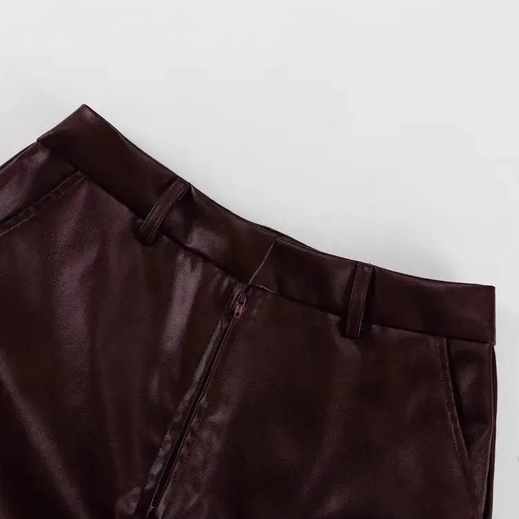 Vintage Layered Collar Belted Coat and Wide Leg Pants Set