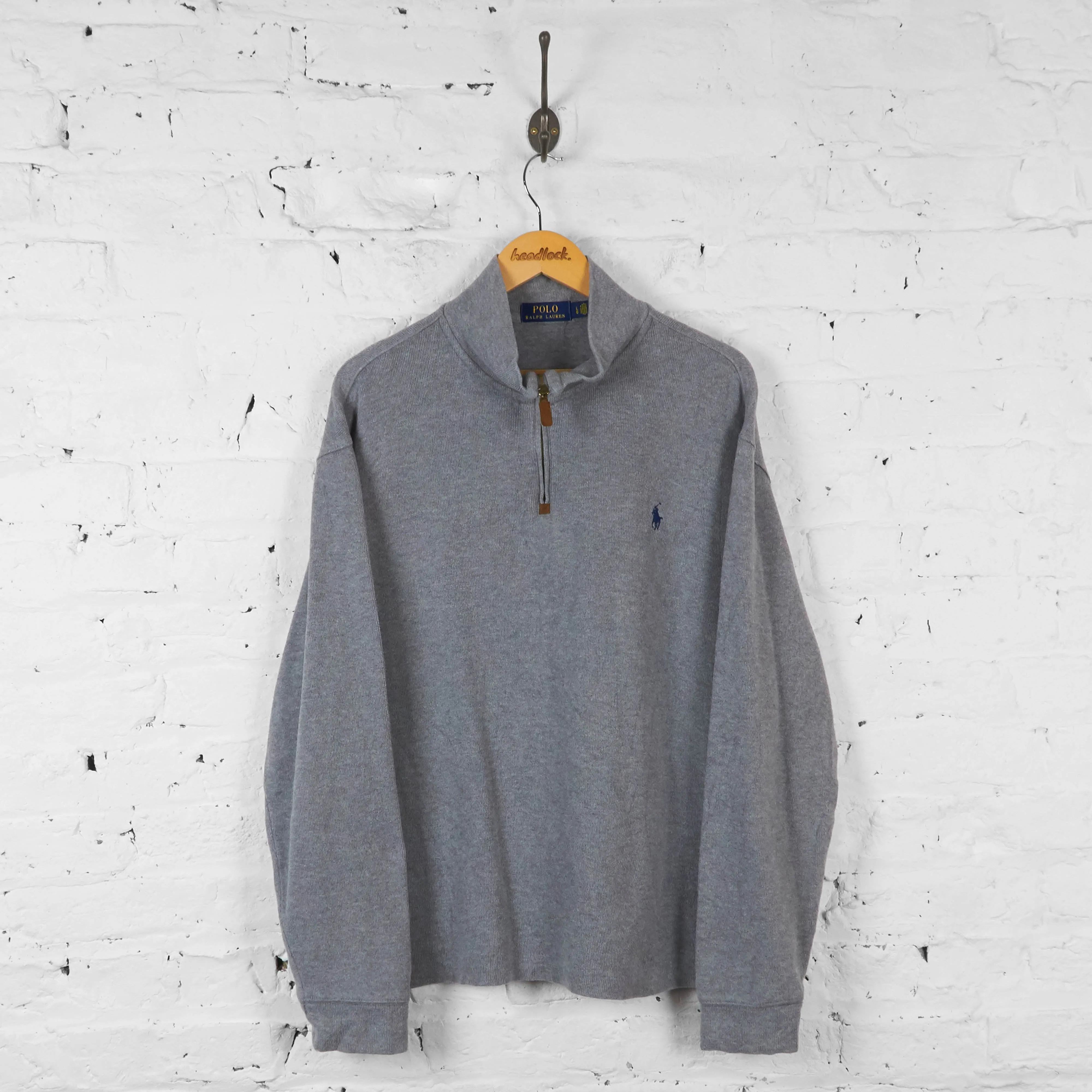 Vintage Ralph Lauren 1/4 Zip  Sweatshirt - Grey - L