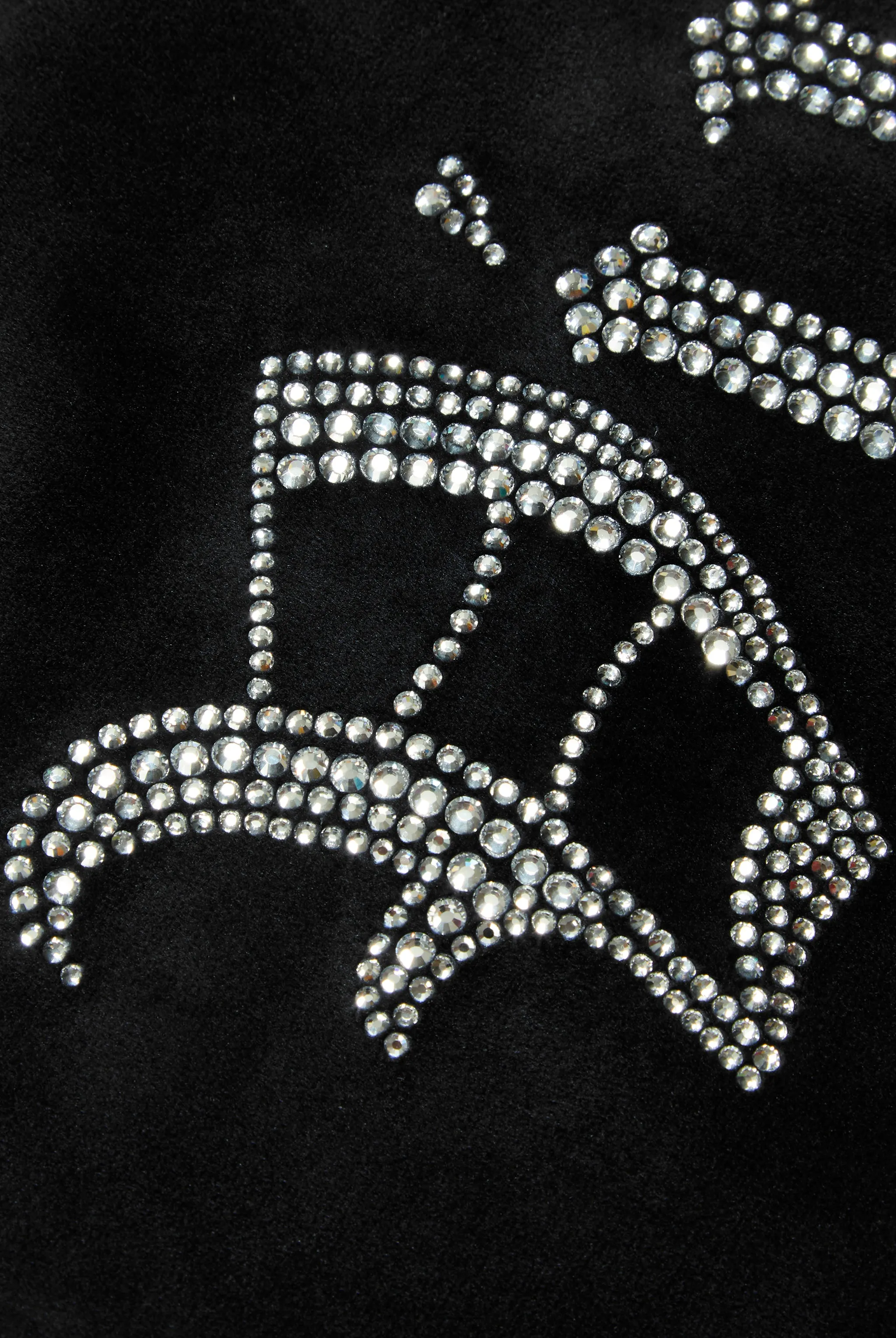 'VIRGO' BLACK DIAMANTÉ VELOUR ZIP-THROUGH HOODIE