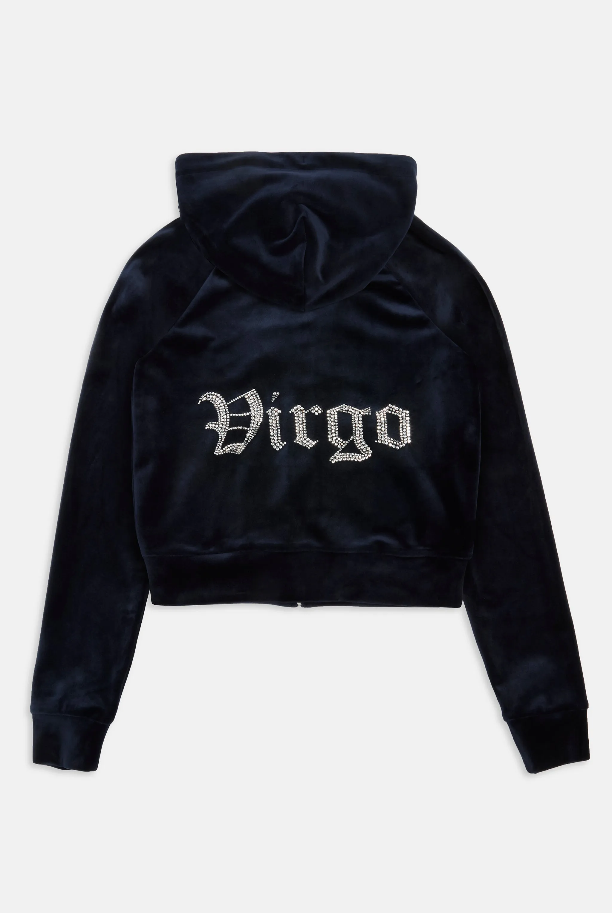 'VIRGO' NIGHT SKY DIAMANTÉ VELOUR ZIP-THROUGH HOODIE