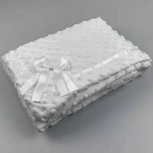 White Bubble Bow Blanket with Bow