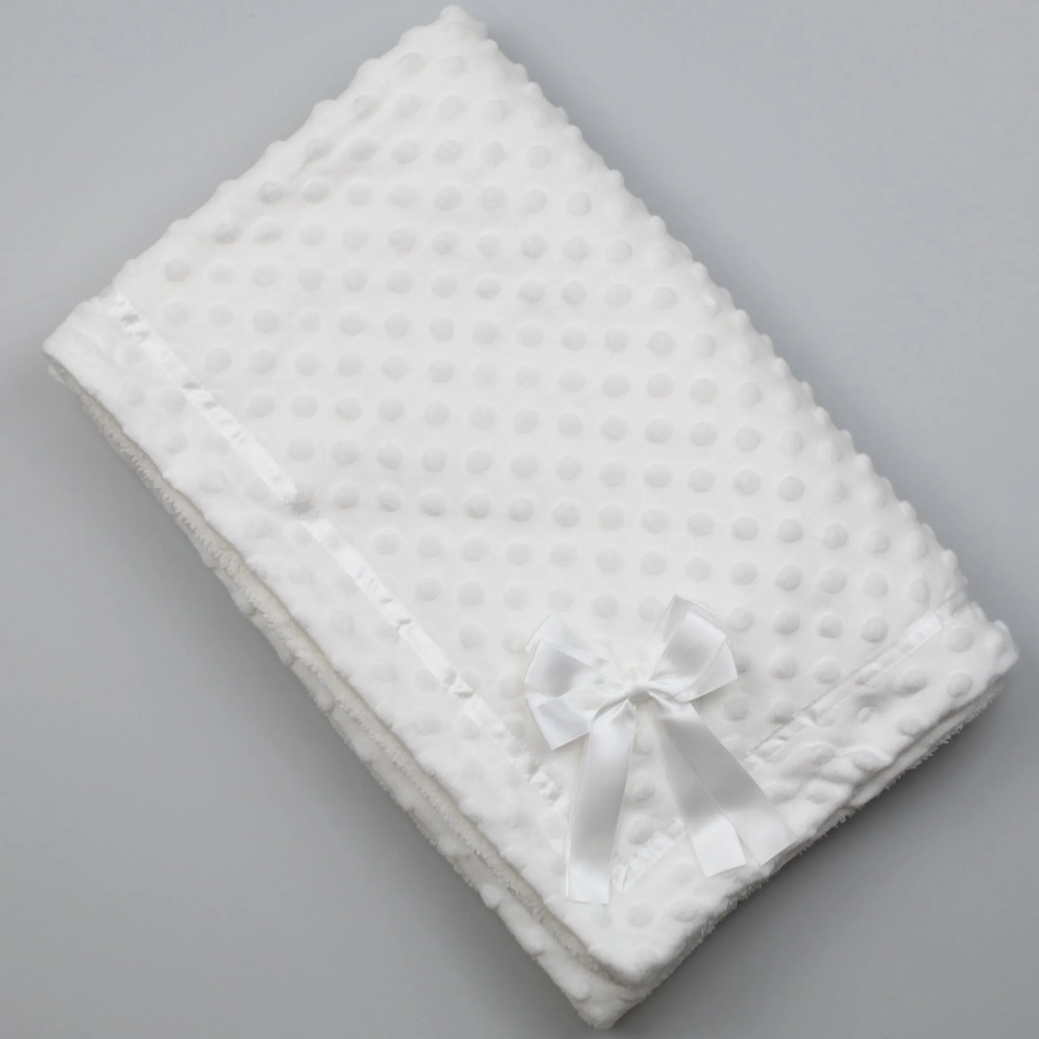 White Bubble Bow Blanket with Bow