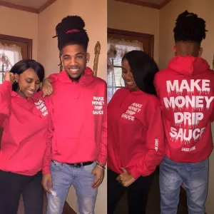 White Make Money Drip Sauce | Red Hoodie