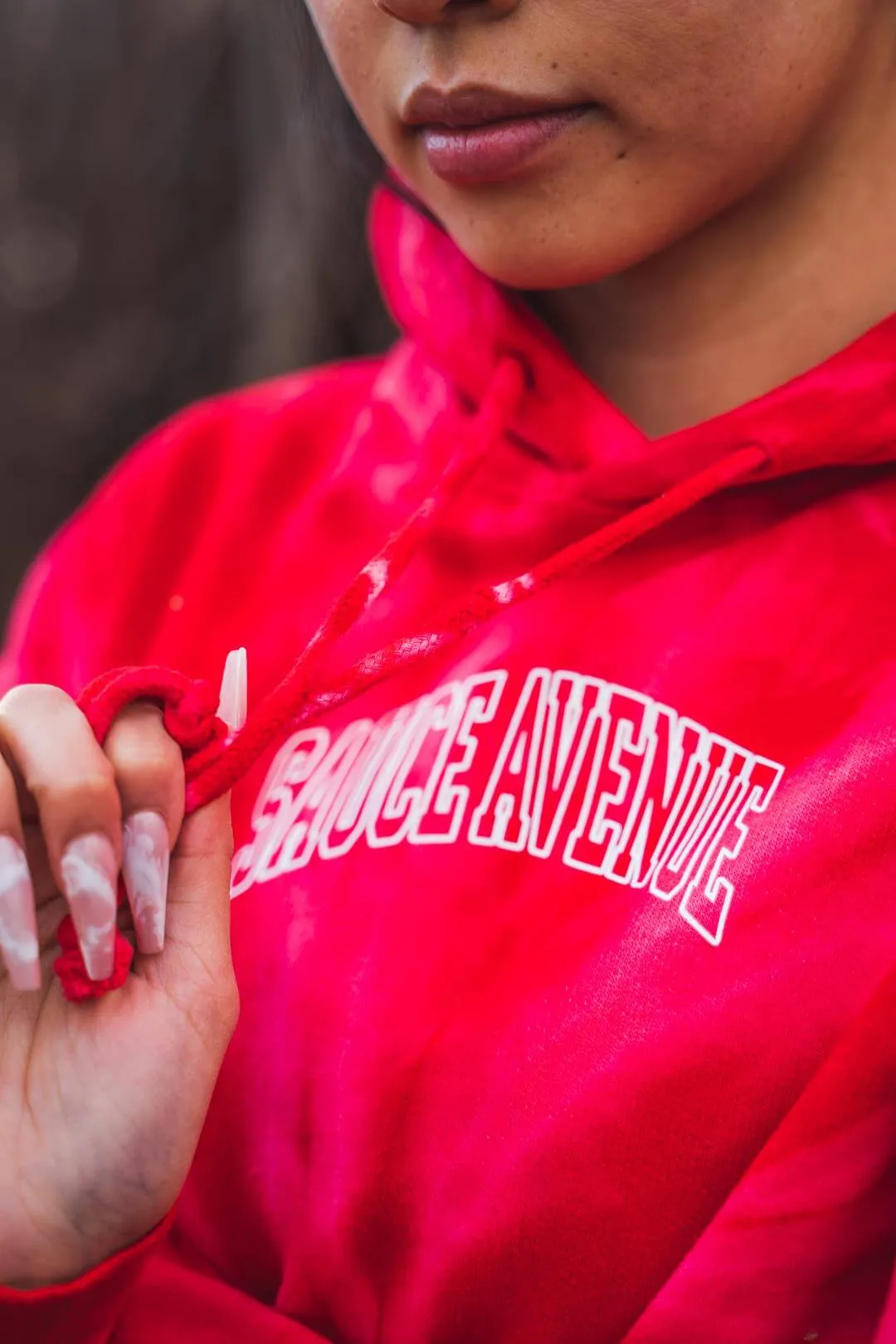 White Outline SA Curve | RedMill Hoodie (Outline Checkered Drippin Sleeve)
