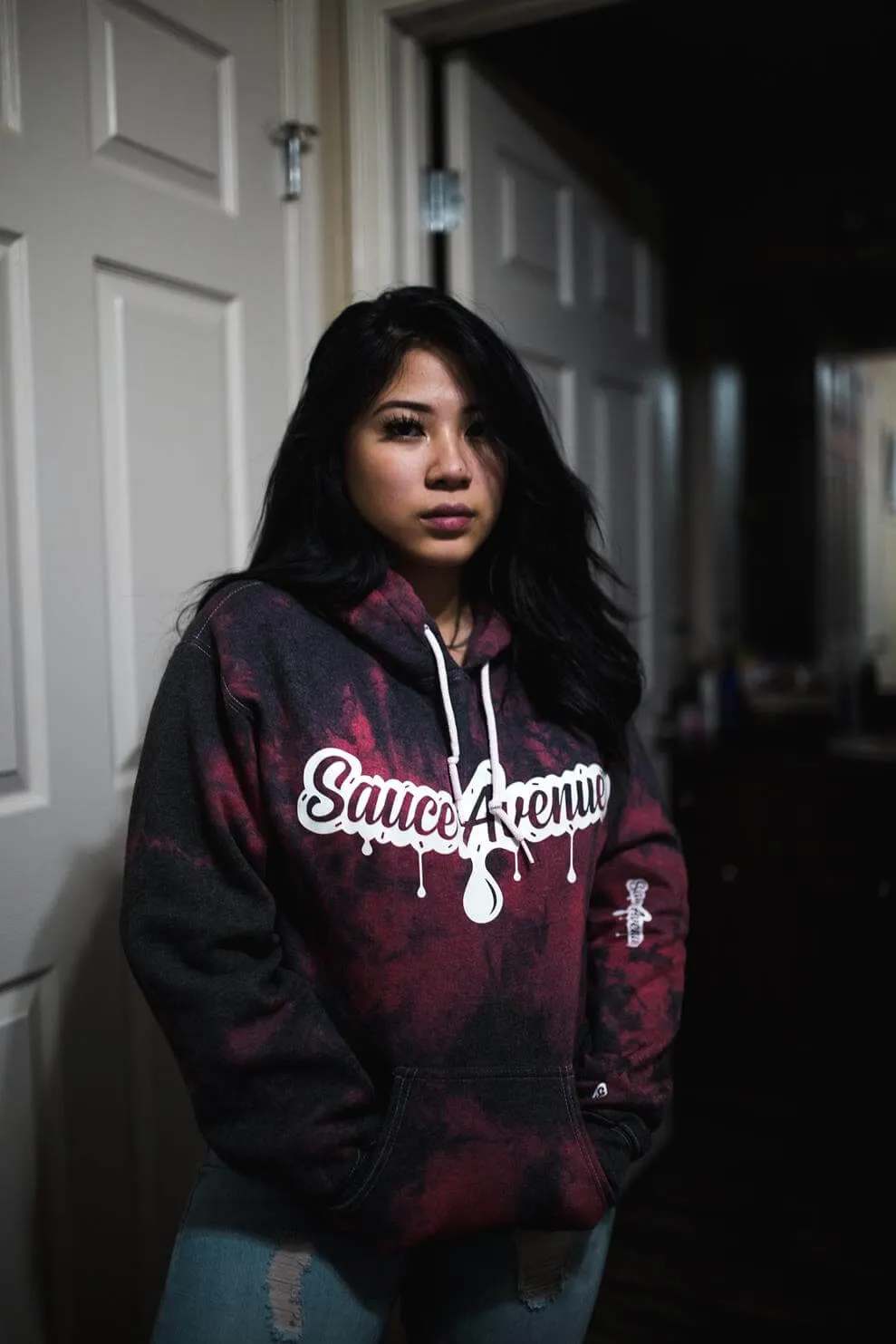White SA Drip | Volcano Red Hoodie