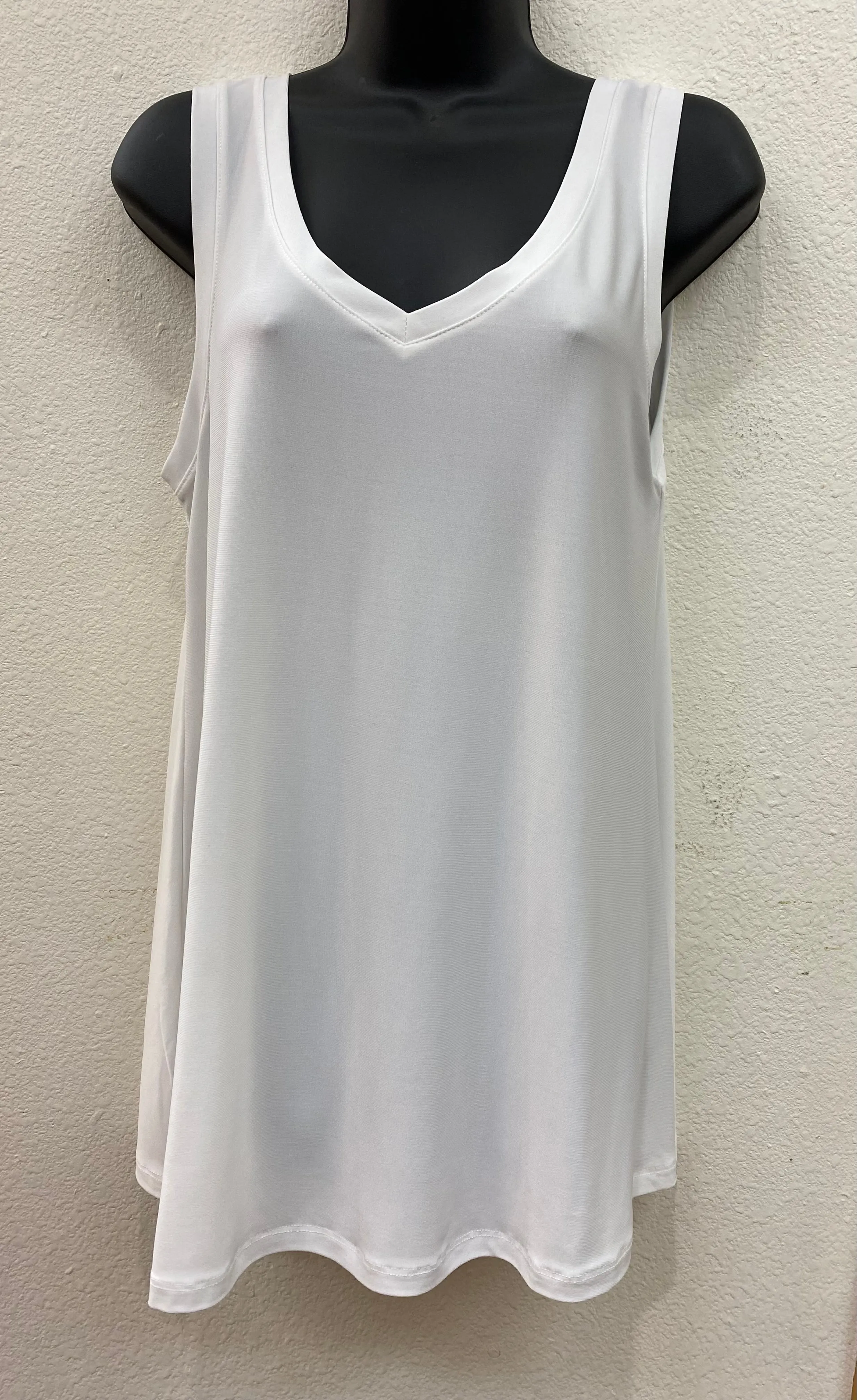White V-Neck to Round Neck Reversible Tank Top