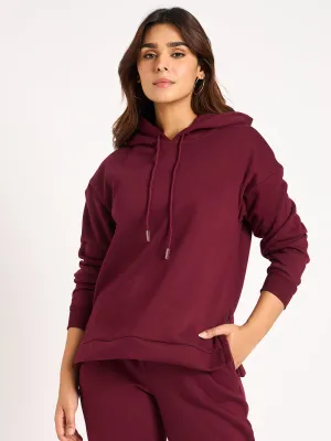 Wine Side Zip Fleece Hoodie