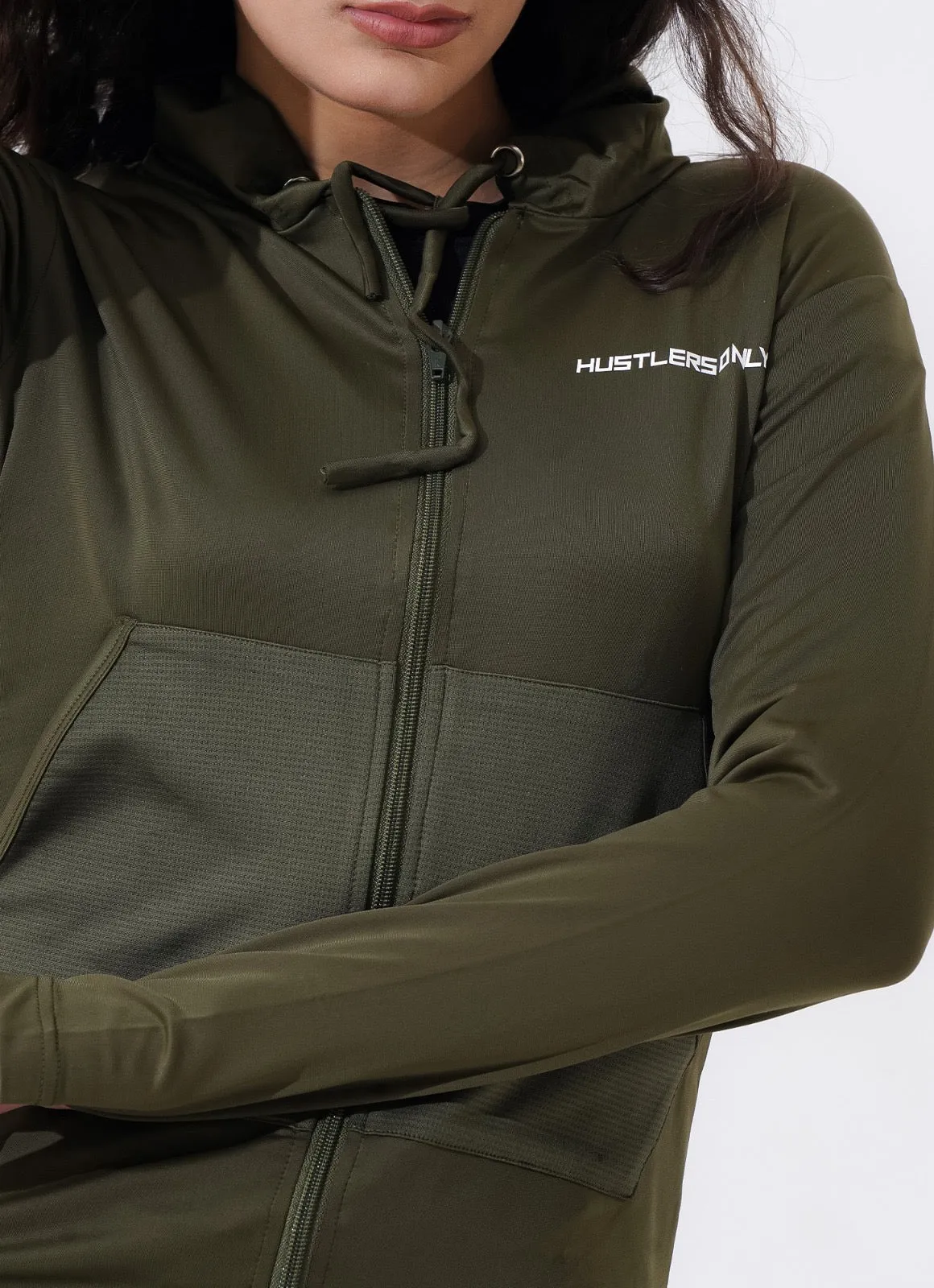 Women Sleek Hoodie - Olive
