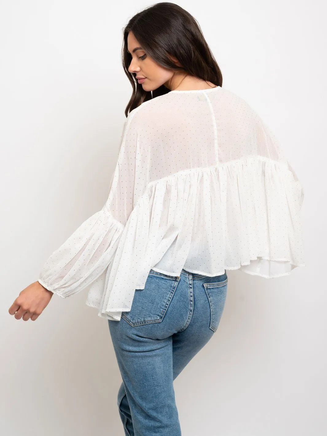 WOMEN'S LONG DRAPE SLEEVES TOP