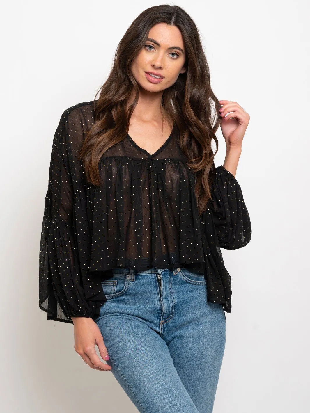 WOMEN'S LONG DRAPE SLEEVES TOP