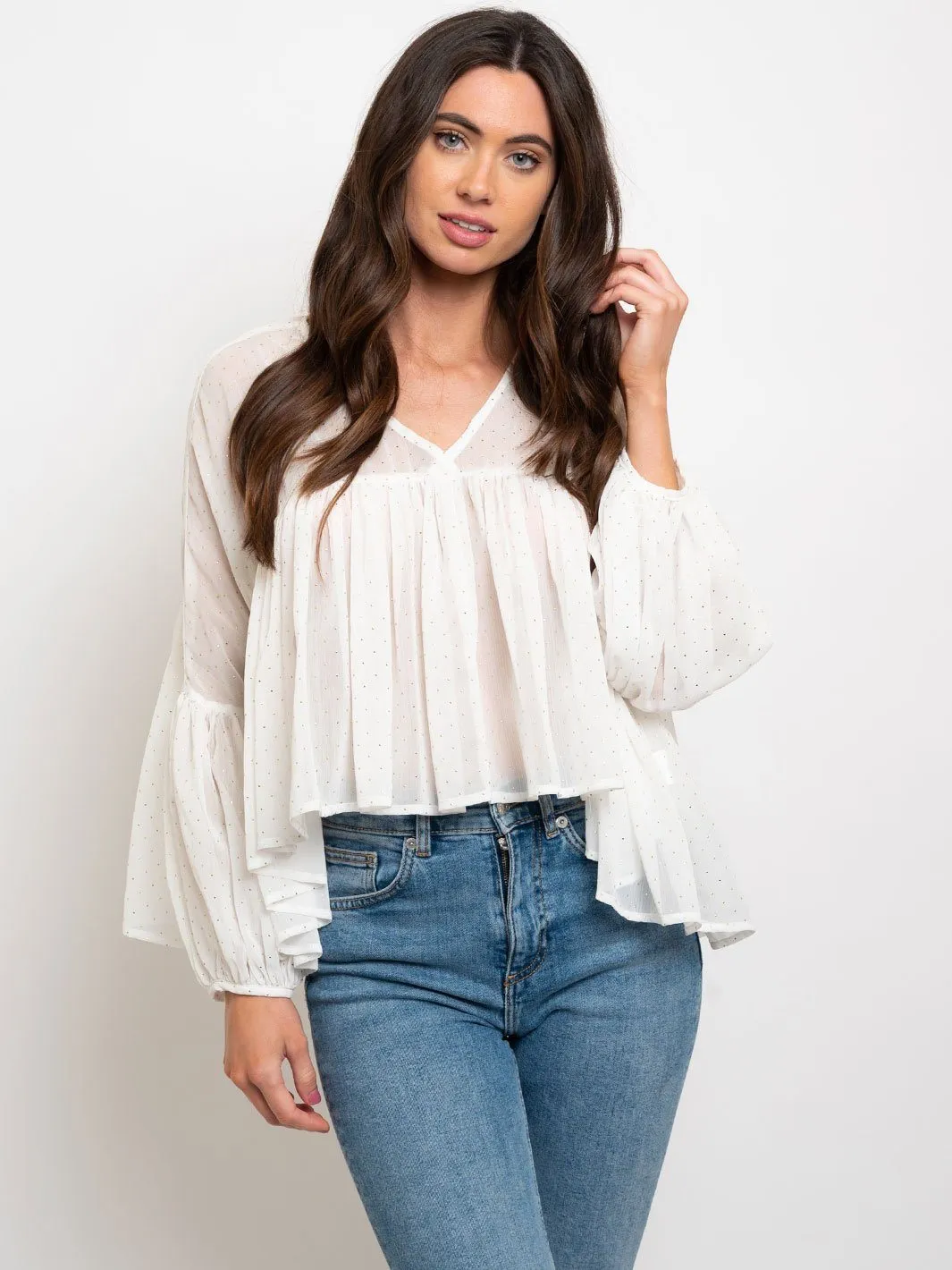 WOMEN'S LONG DRAPE SLEEVES TOP