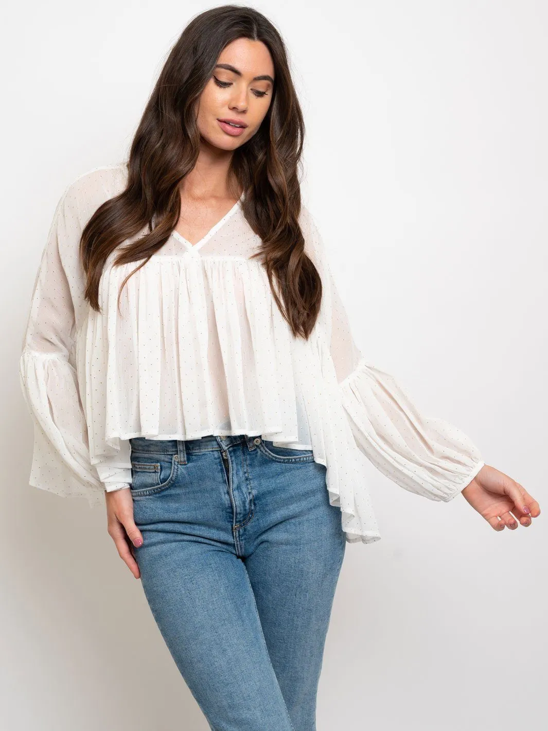WOMEN'S LONG DRAPE SLEEVES TOP