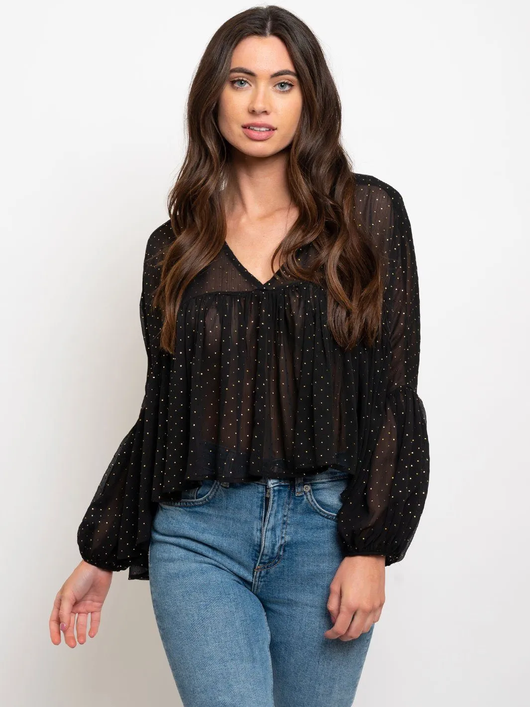 WOMEN'S LONG DRAPE SLEEVES TOP