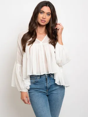 WOMEN'S LONG DRAPE SLEEVES TOP