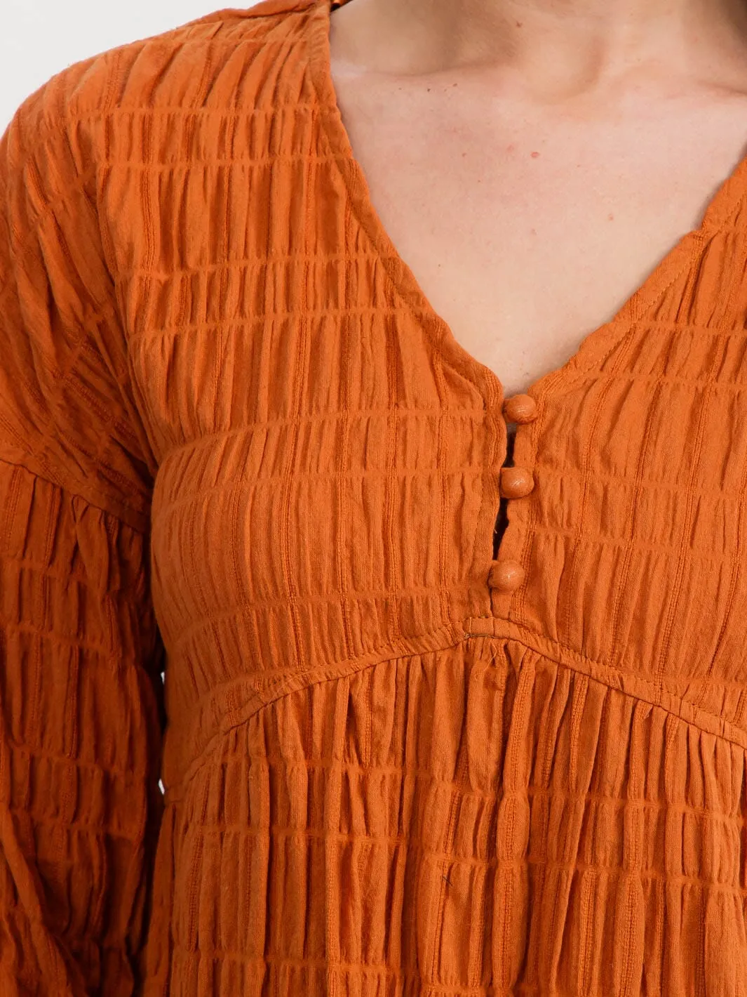 WOMEN'S LONG SLEEVE BUTTON UP V-NECK BLOUSE