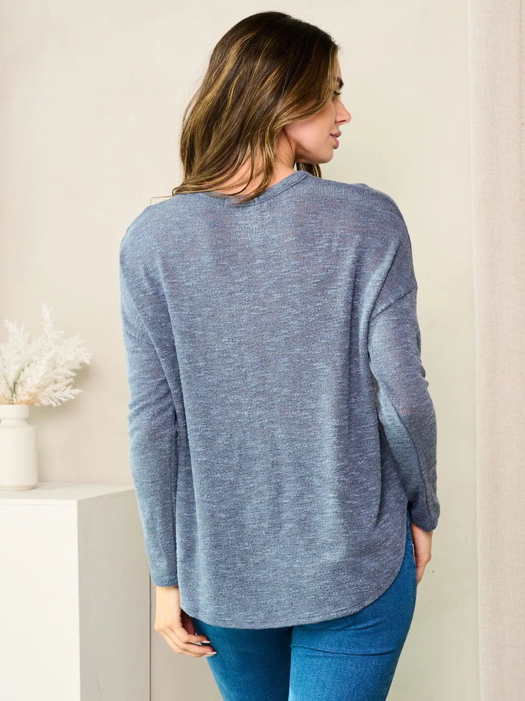 WOMEN'S LONG SLEEVE BUTTONS DETAILED TUNIC TOP