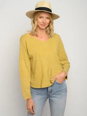WOMEN'S LONG SLEEVE FRONT POCKET TOP