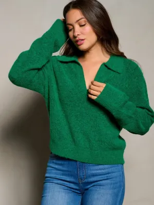 WOMEN'S LONG SLEEVE V-NECK COLLAR BLOUSE TOP