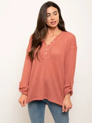 WOMEN'S LONG SLEEVE V-NECK TOP