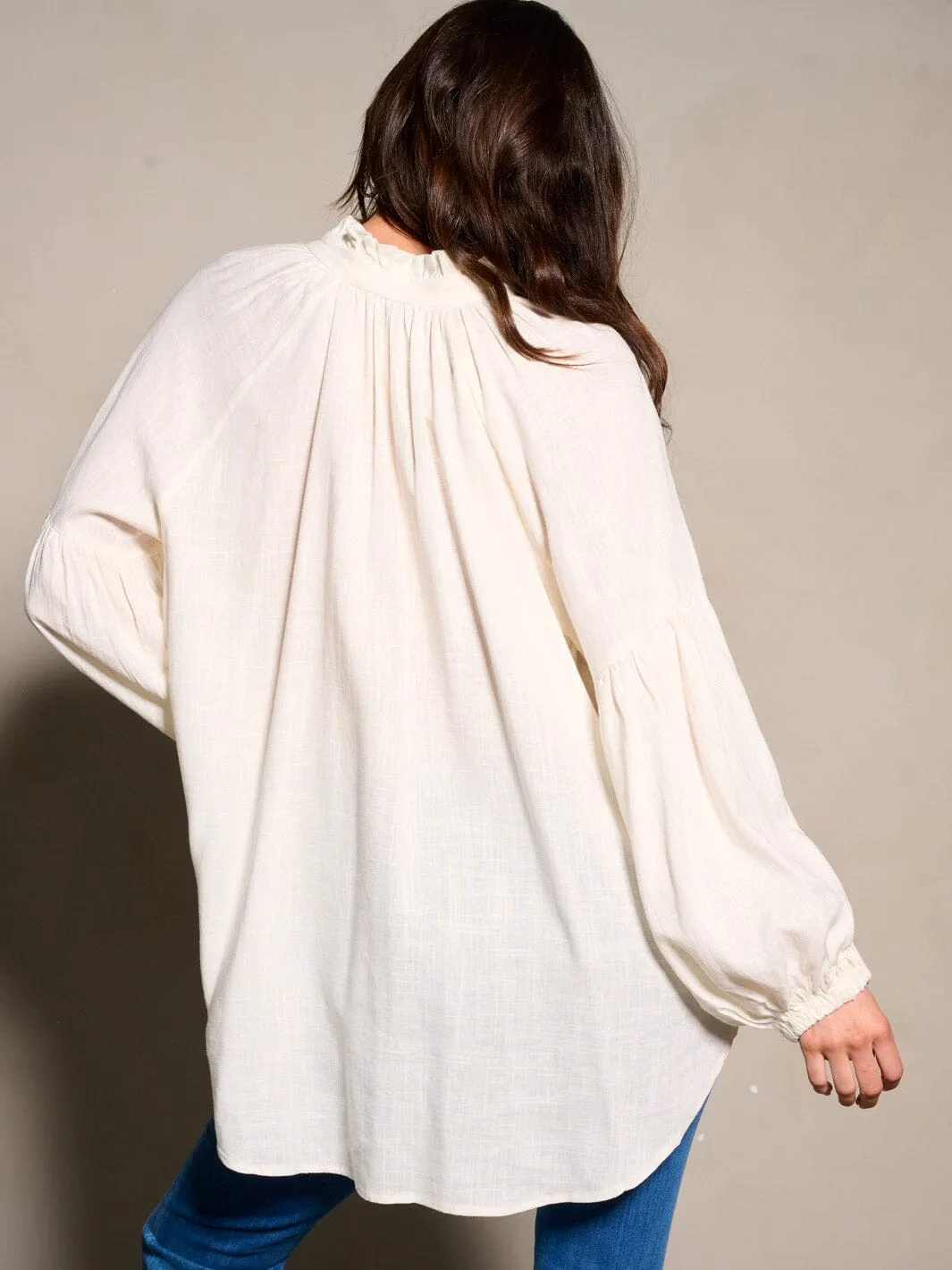 WOMEN'S LONG SLEEVE V-NECK TUNIC BLOUSE TOP