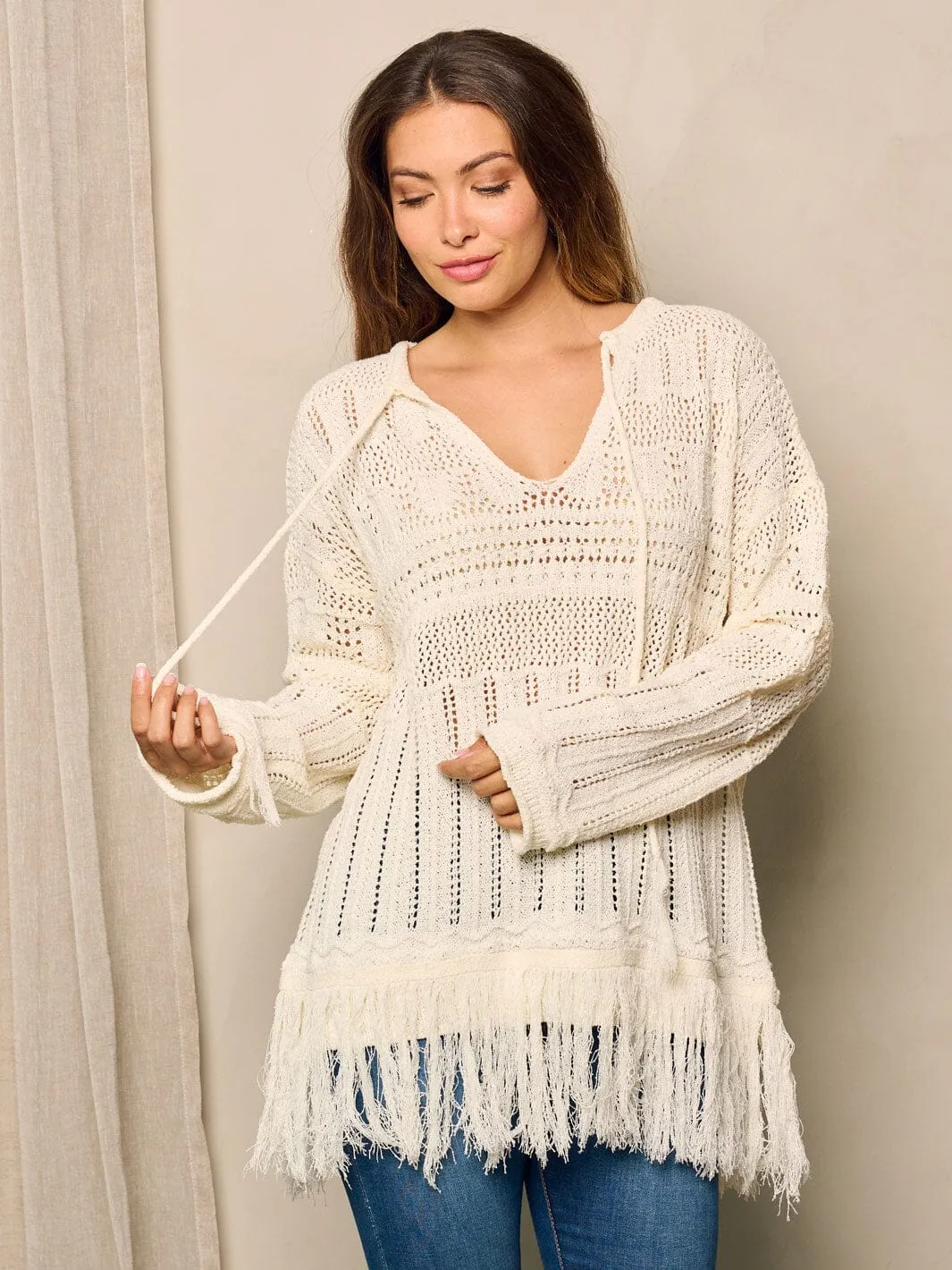 WOMEN'S LONG SLEEVE V-NECK TUNIC TOP