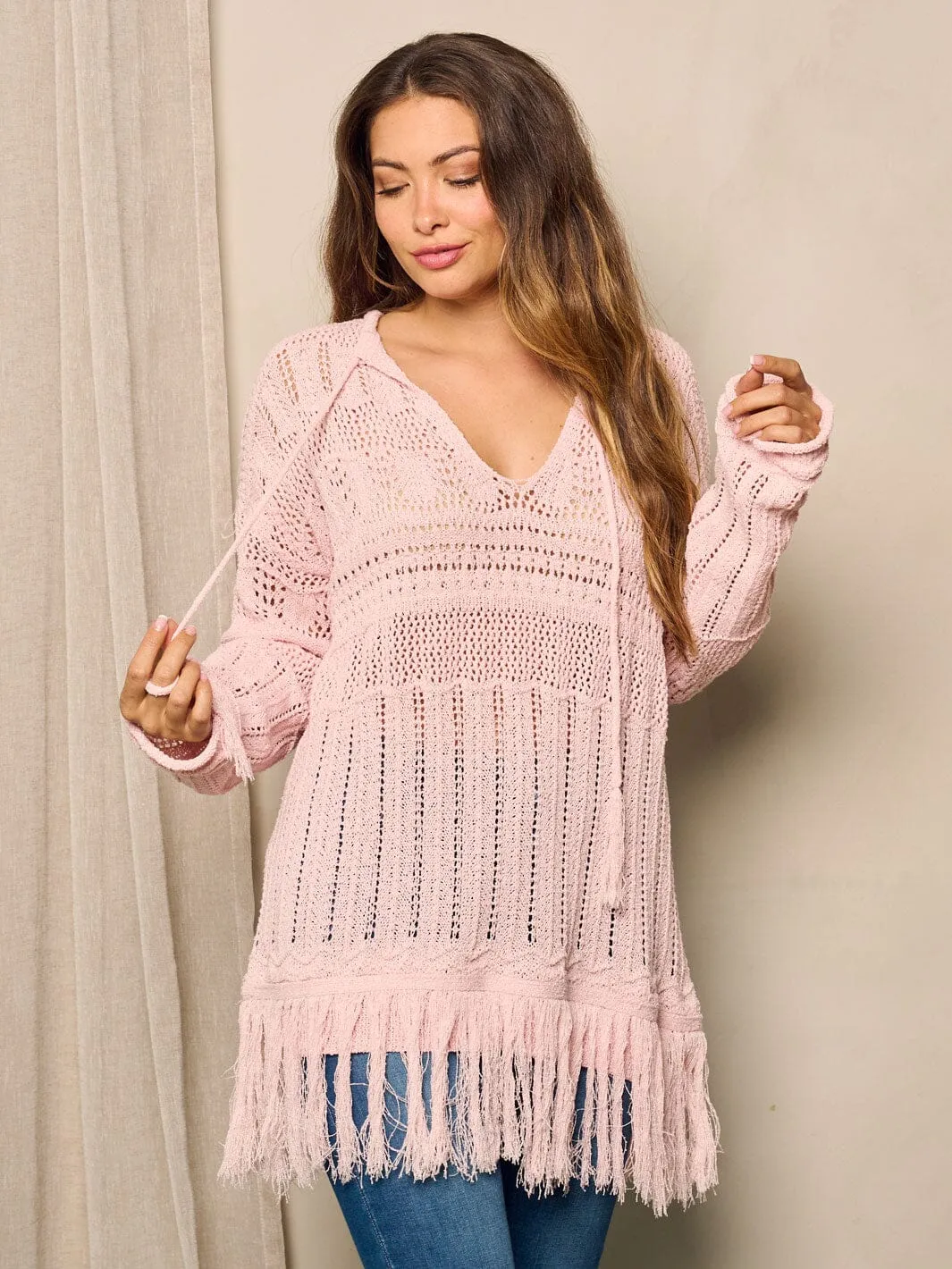 WOMEN'S LONG SLEEVE V-NECK TUNIC TOP