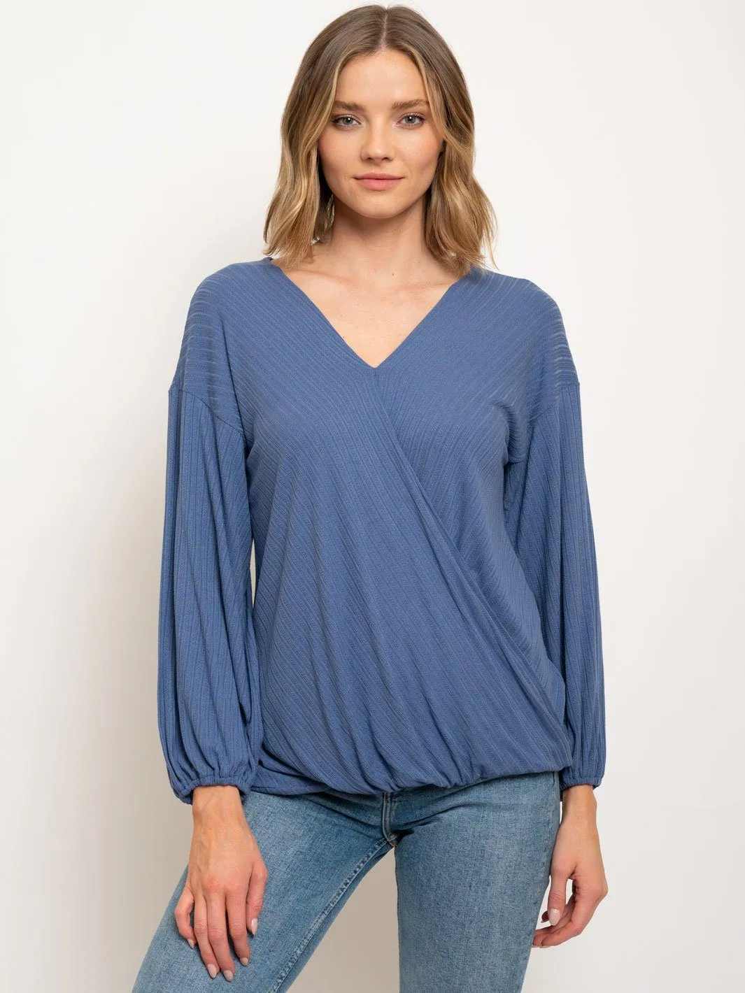 WOMEN'S LONG SLEEVE V-NECK WRAP TOP