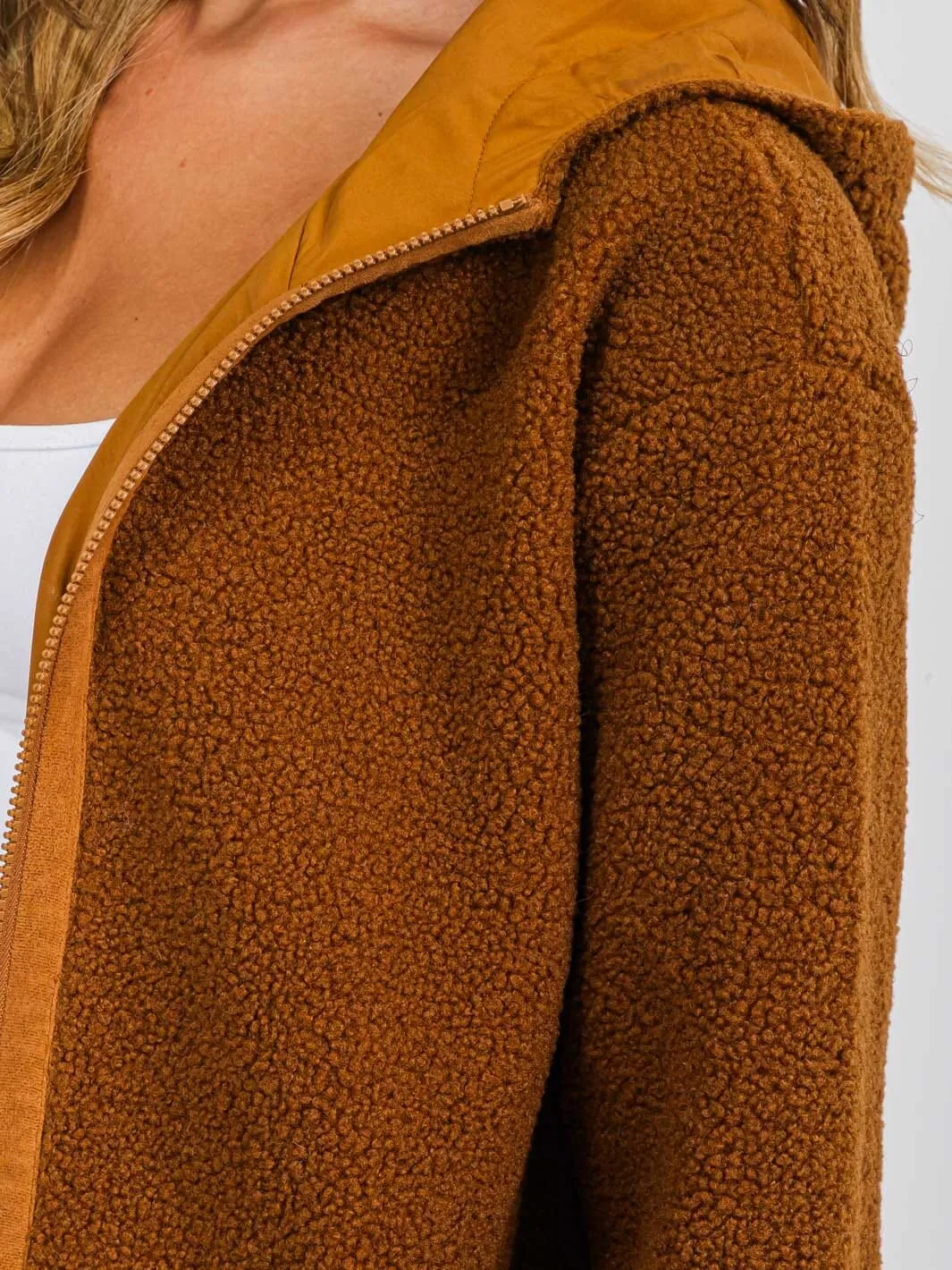 WOMEN'S LONG SLEEVE ZIP UP HOODED FRONT POCKETS JACKET