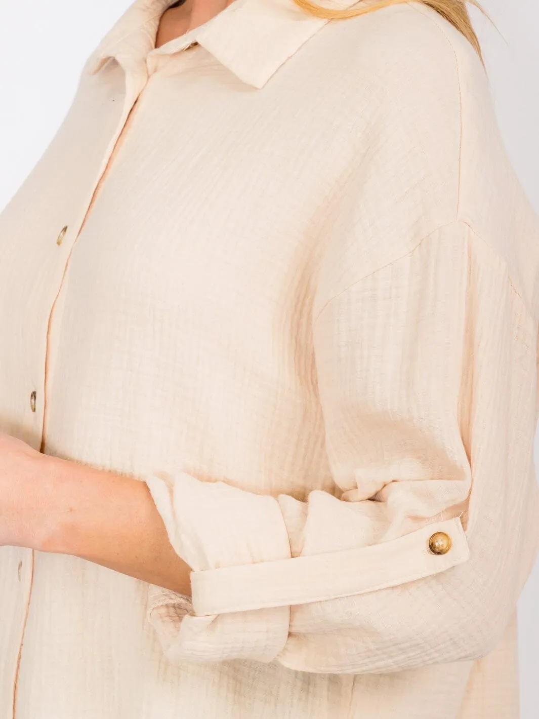 WOMEN'S LONG SLEEVES BUTTON UP BLOUSE TOP