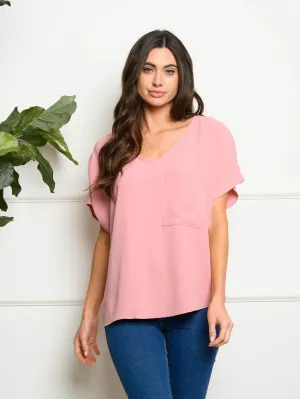 WOMEN'S SHORT SLEEVE FRONT POCKET TOP