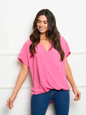 WOMEN'S SHORT SLEEVE SURPLICE TOP