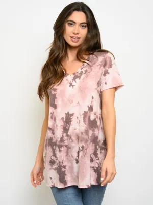 WOMEN'S SHORT SLEEVE TIE DYE TOP