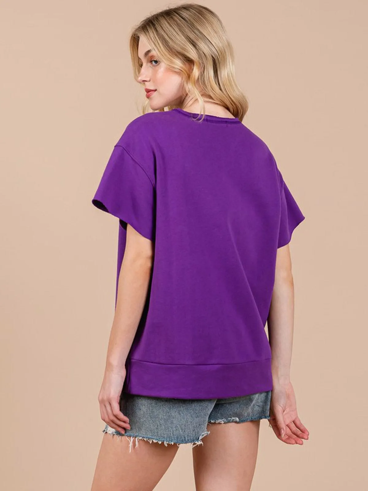 WOMEN'S SHORT SLEEVE V-NECK USA COLORBLOCK TOP