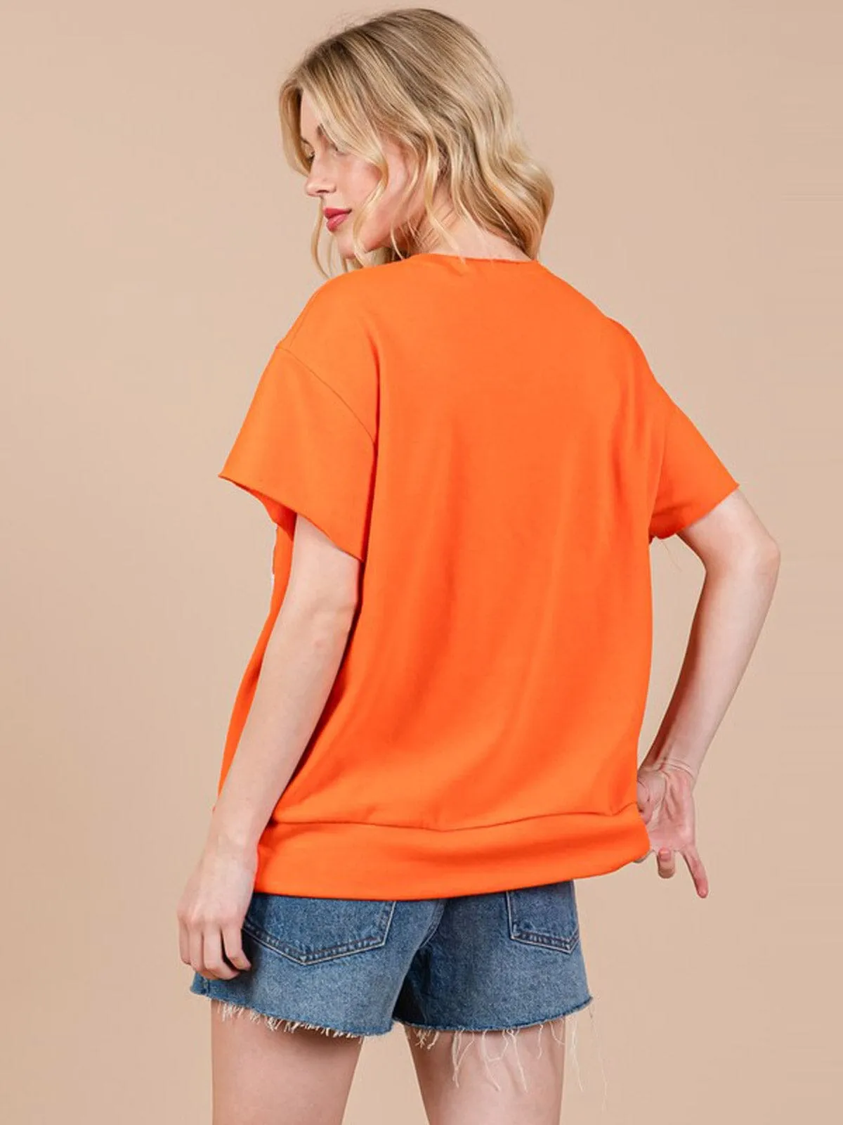 WOMEN'S SHORT SLEEVE V-NECK USA COLORBLOCK TOP