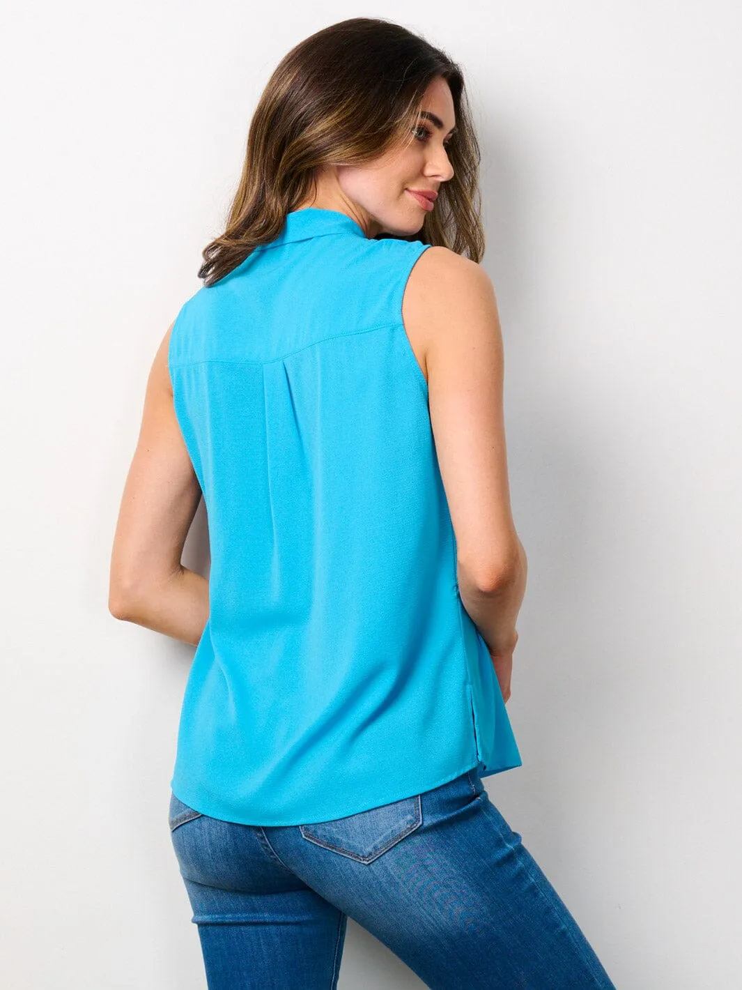 WOMEN'S SLEEVELESS NECK TIE TANK TOP