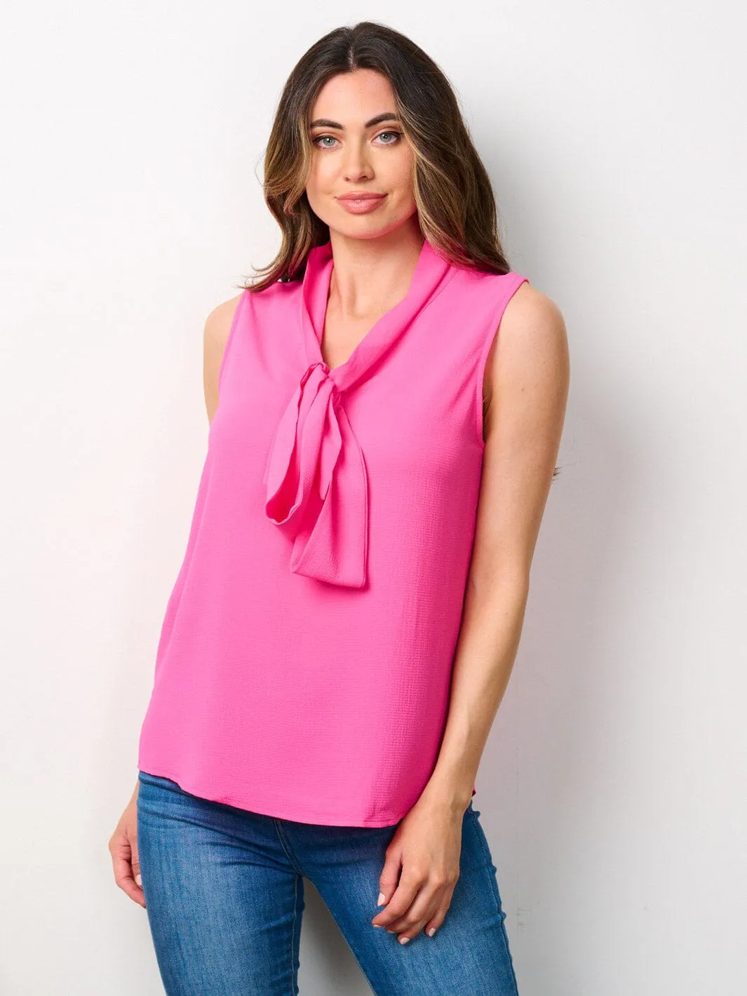 WOMEN'S SLEEVELESS NECK TIE TANK TOP