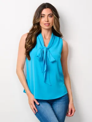 WOMEN'S SLEEVELESS NECK TIE TANK TOP