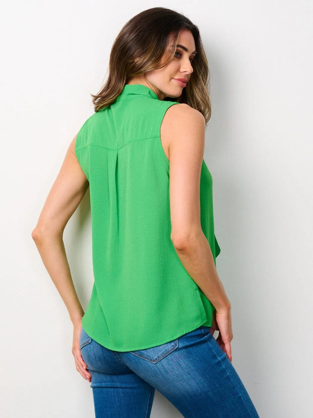 WOMEN'S SLEEVELESS NECK TIE TANK TOP