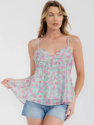 WOMEN'S SLEEVELESS V-NECK FLORAL TANK TOP